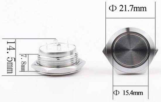 TRU COMPONENTS TC-9563740 Drucktaster 12V 0.005A 1 x Aus/(Ein) Kontaktelement (Ø x H) 21.7mm x 14.5mm IP65 1 St. Bulk
