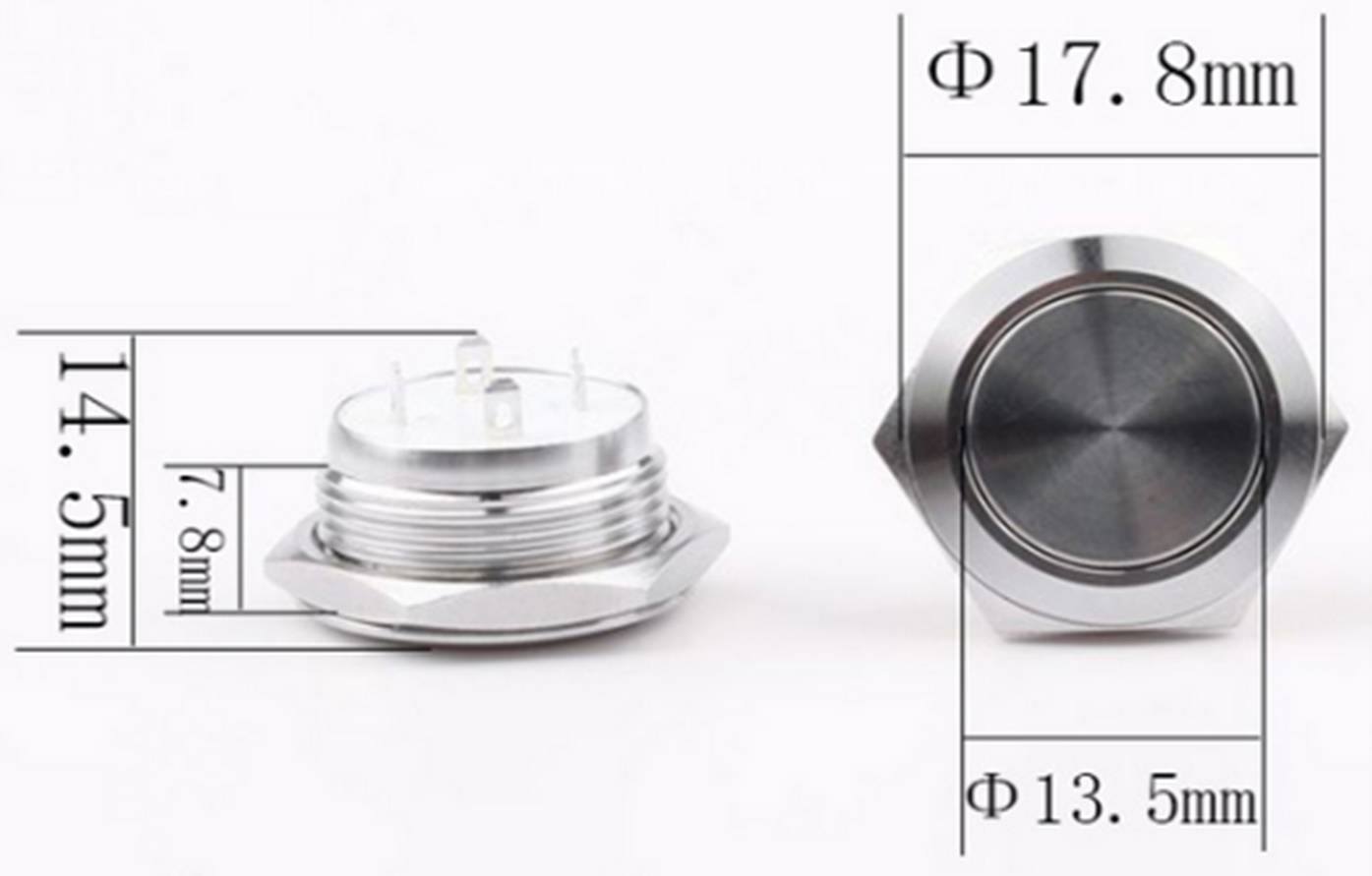 TRU COMPONENTS TC-9563744 Drucktaster 12V 0.005A 1 x Aus/(Ein) Kontaktelement (Ø x H) 17.8mm x 14.5mm IP65 1 St. Bulk