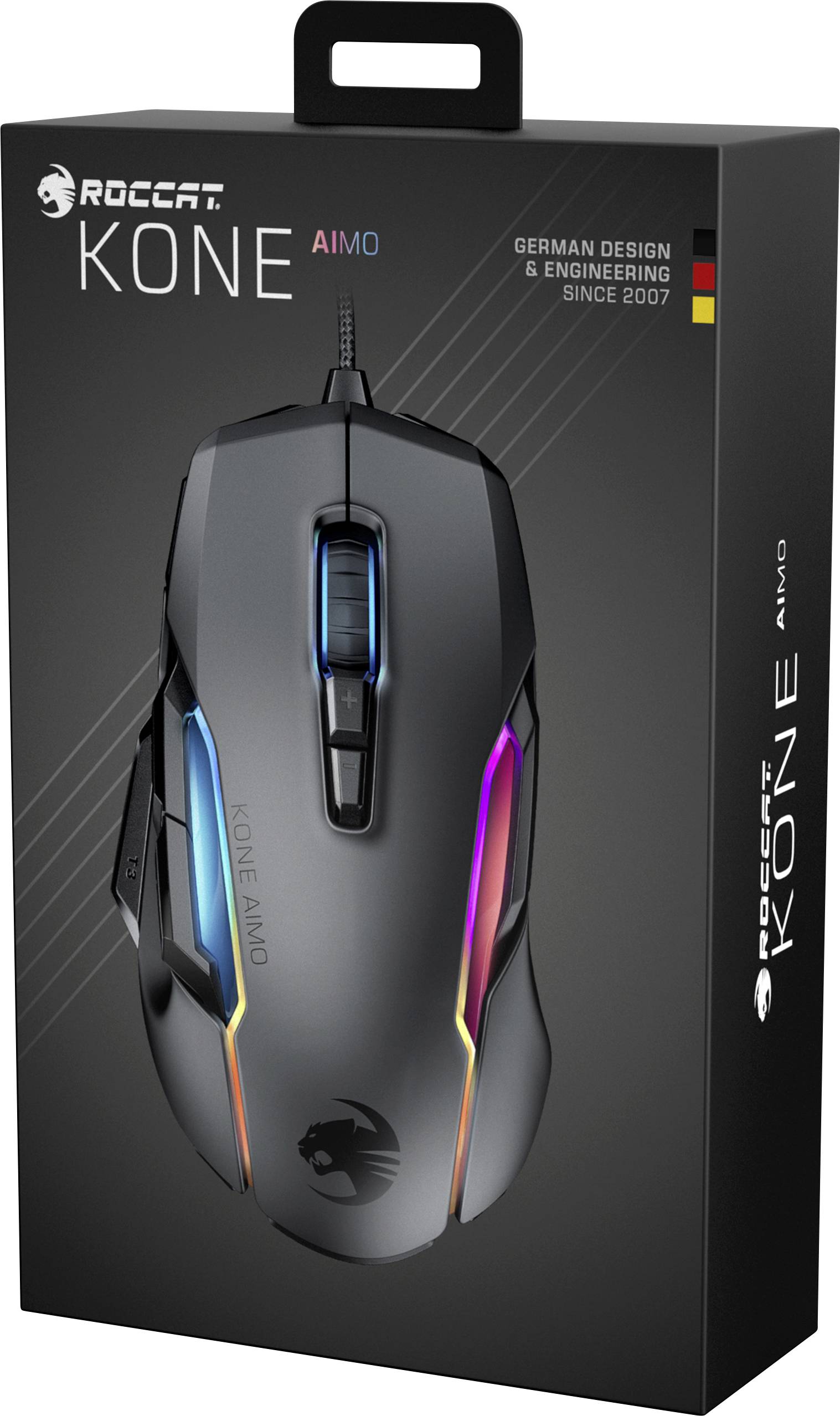 Roccat Kone AIMO Ergonomische Gaming-Maus USB Optisch Schwarz 16000 dpi Ergonomisch, Integrierter Profilspeicher