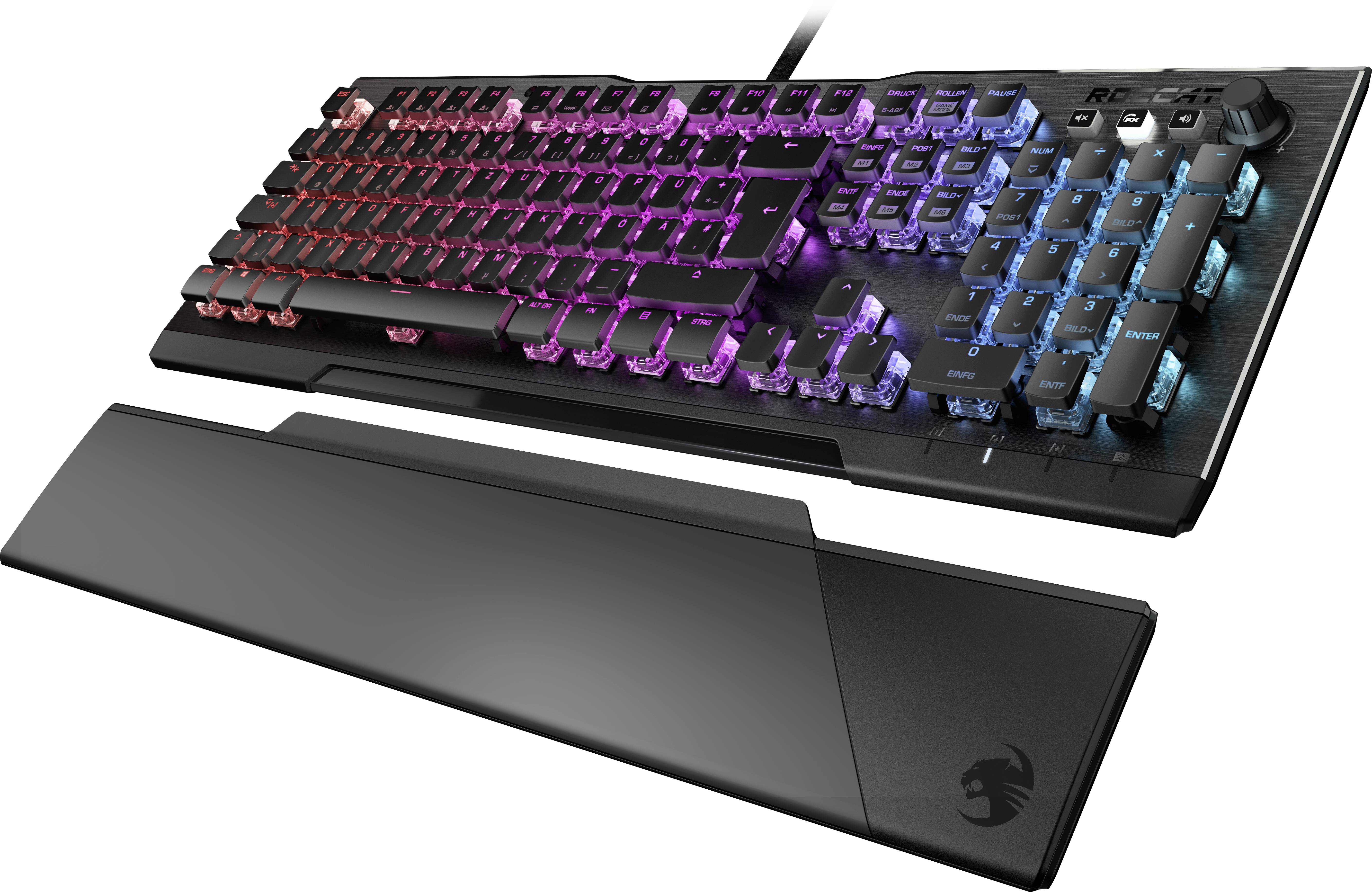 Roccat Vulcan 121 AIMO Kabelgebunden Gaming-Tastatur, Mechanische Gaming-Tastatur Deutsch, QWERTZ Schwarz Beleuchtet, Handballenauflage, Switch: Red