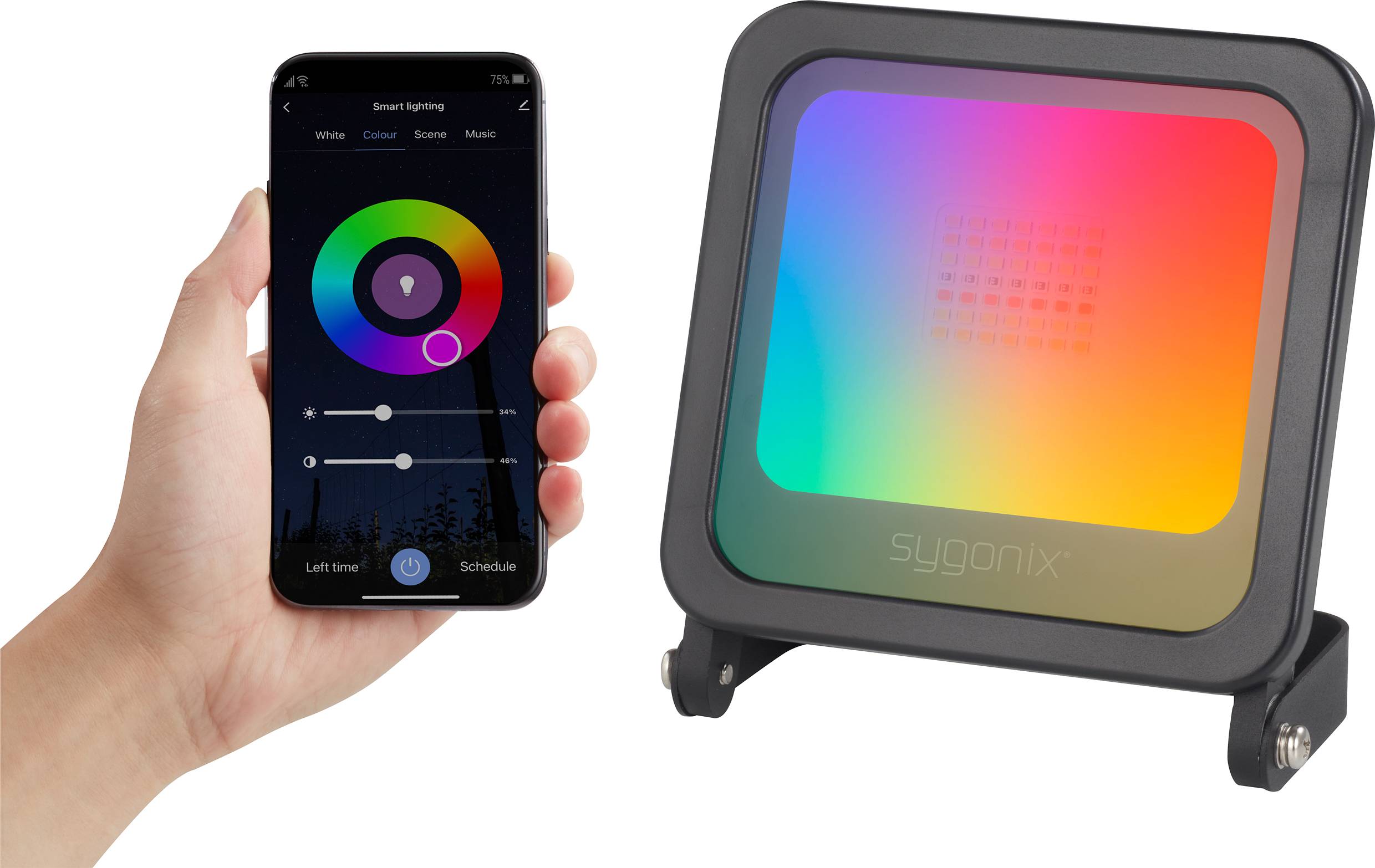 Sygonix SY-4782326 Außenstrahler EEK: F (A - G) 24W Leuchtfarben: Warmweiß, RGB, Neutralweiß