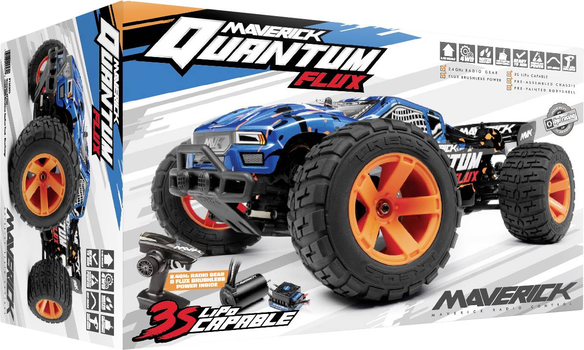Maverick Quantum XT Flux 80A 1/10 4WD Truck - Blue Brushless 1:10 RC Modellauto Elektro Truggy Allradantrieb (4WD) RtR 2,4GHz