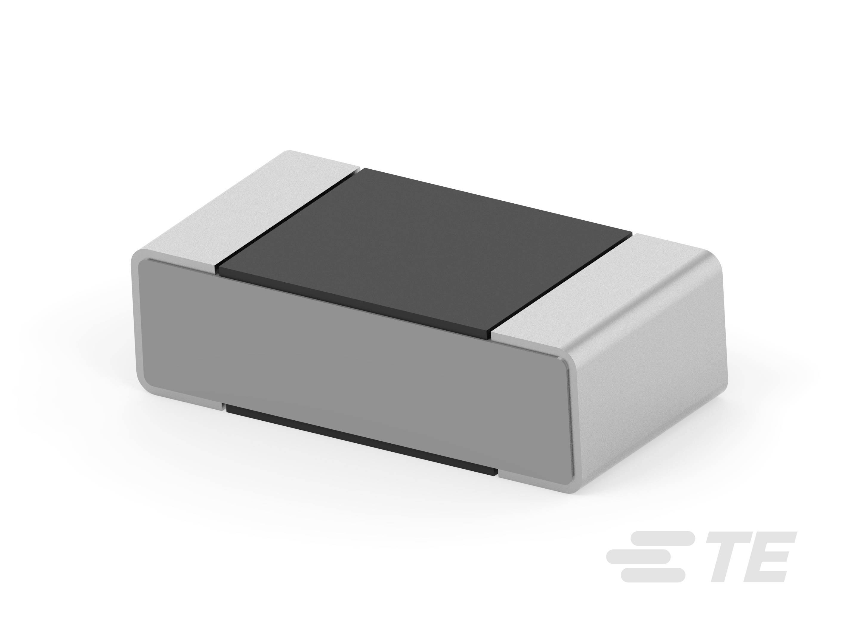 Rechteckiger elektronischer Widerstand mit schwarzer Oberseite, silbernen Endkappen und TE-Logo. Verwendet in elektrischen Schaltungen.