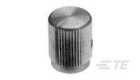 Metallknopf mit geriffelter Oberfläche, vermutlich für ein elektronisches Gerät oder Musikinstrument zur Einstellung von Parametern.