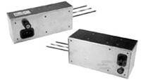 Elektronisches Bauteil mit rechteckiger Form, herausragenden Stiften und seitlicher schwarzer Kuppel. Möglicherweise ein Sensor oder Transducer.