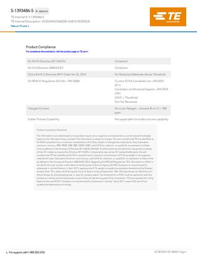 TE Connectivity 5-1393486-5 Tray