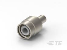Ein zylindrischer Metalladapter mit einem Hohlraum in der Mitte. Er dient als Verbindungsstück für elektronische Kabel oder Geräte.