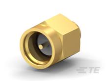 Goldener Koaxialstecker mit verdrehsicherer Verbindung, verwendet in elektronischen Geräten zum Anschluss von Antennenkabeln.