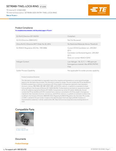 TE Connectivity Tinel-Lock CZ3653-000 Inhalt