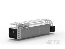 Ein technisches Bauteil mit rechteckigem Gehäuse und mehreren zylindrischen Anschlüssen auf der Oberseite, möglicherweise ein elektronisches Modul.