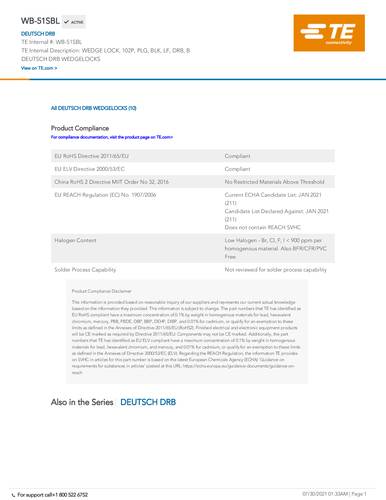 TE Connectivity DRB WB-51SBL Inhalt