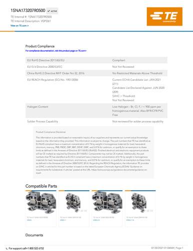 TE Connectivity Entrelec 1SNA173207R0500 Inhalt
