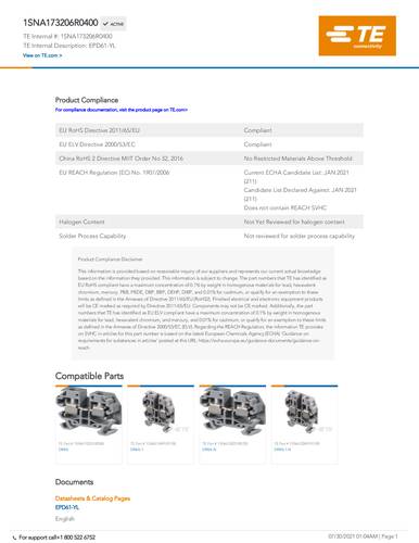 TE Connectivity Entrelec 1SNA173206R0400 Inhalt