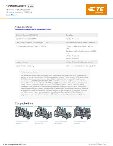 TE Connectivity Entrelec 1SNA094359R0100 Inhalt
