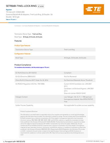 TE Connectivity CZ3655-000 1 St. Package