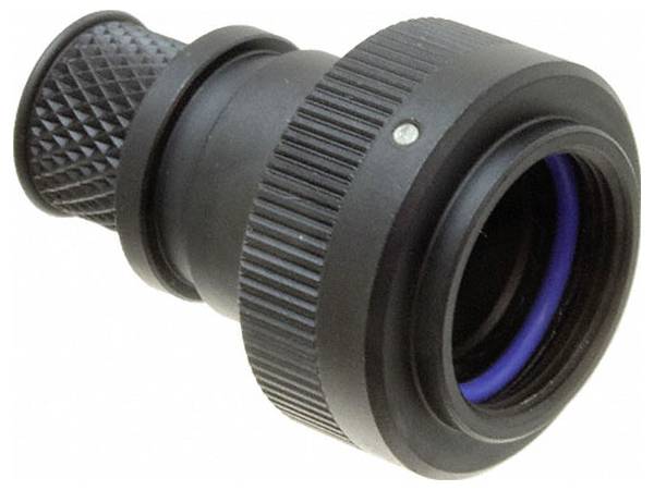 Eine schwarze Gummilinse mit strukturiertem Griff und einem blauen inneren Ring, die üblicherweise als Ersatz-Okular für Betrachtungsgeräte oder Kameras verwendet wird.