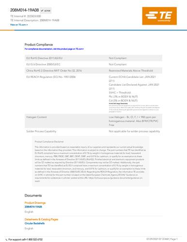 teconnectivity TE Connectivity 355503-000 Package 1St.