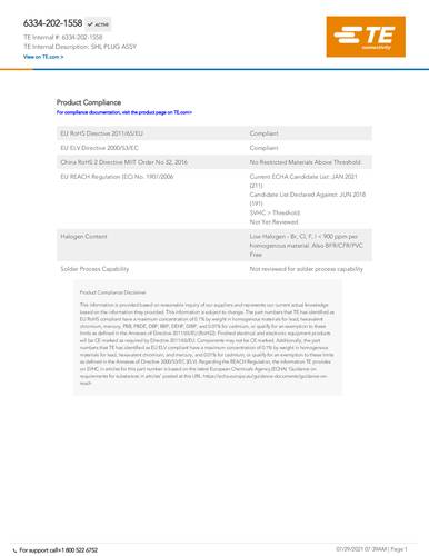 teconnectivity TE Connectivity 6334-202-1558 Package 1St.