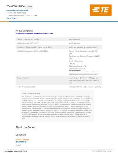 teconnectivity TE Connectivity 806259-000 Package 1St.