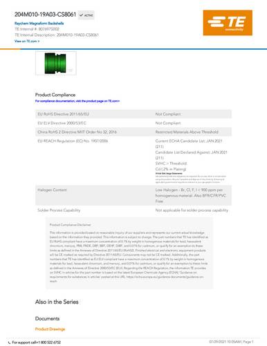 TE Connectivity 807697S002 1 St. Package