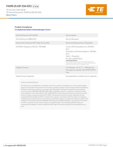 TE Connectivity AAE1352-00 1 St. Package