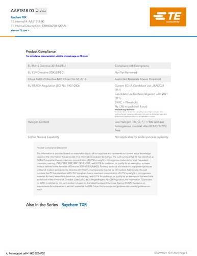 TE Connectivity AAE1518-00 1 St. Package