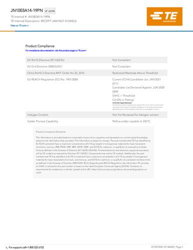 teconnectivity TE Connectivity JN1003A14-19PN Package 1St.