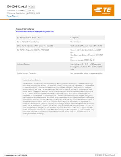 teconnectivity TE Connectivity ZPF000000000001628 Package 1St.