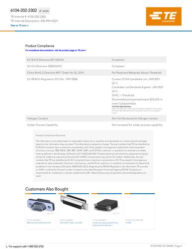 teconnectivity TE Connectivity 6104-202-2302 Bag 1St.