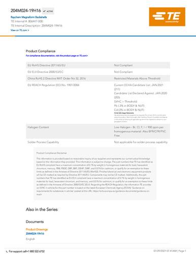 teconnectivity TE Connectivity 806447-000 Package 1St.