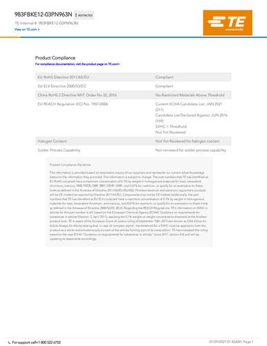 teconnectivity TE Connectivity 983FBKE12-03PN963N 1St.