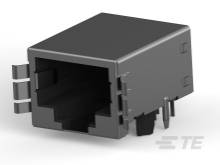 Ein schwarzer RJ45-Netzwerkanschluss.