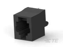 Ein schwarzer Ethernet-Kabelverbinder, quadratisch mit einer Öffnung für den Stecker. Geeignet für Netzwerkanwendungen.