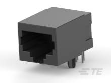 Ein schwarzer RJ45-Buchsenstecker, geeignet für Netzwerkkabelverbindungen.