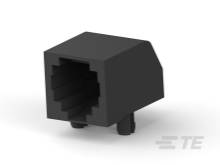 Ein schwarzer RJ45-Netzwerkstecker-Adapter, diagonal dargestellt.