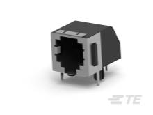 Ein schwarzer RJ45-Netzwerkanschluss, standardisiert für Ethernet-Verbindungen, auf weißem Hintergrund dargestellt.