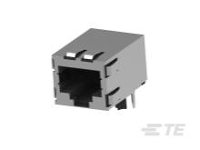RJ45 Buchse für Ethernet-Verbindungen, rechteckige Form mit acht Pins, geeignet für Netzwerkkabel.