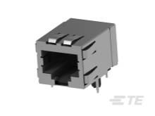 Schwarzer RJ45-Netzwerksteckeradapter mit rechteckiger Form und metallischen Kontakten. Geeignet zum Anschluss von Ethernet-Kabeln.