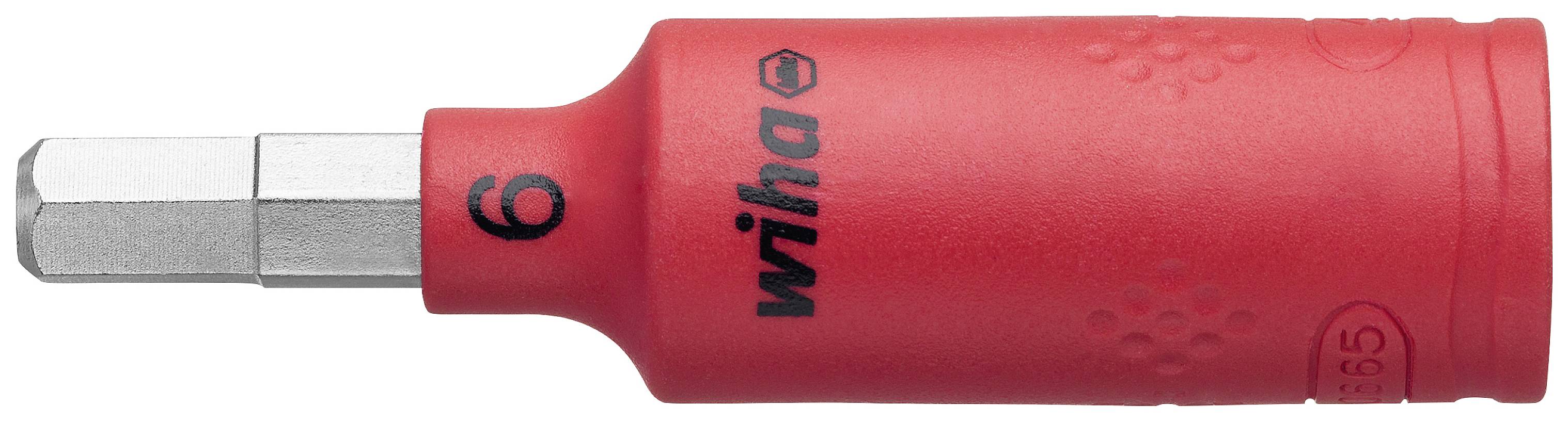 Rotes Handwerkzeug von Wiha mit der Größe '6' auf einem weißen Hintergrund.
