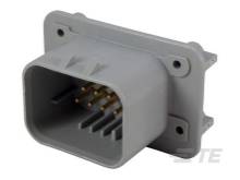 Ein grauer Mehrfachstecker mit mehreren Anschlusskontakten, montiert auf einer rechteckigen Platte. Geeignet für Elektronikgeräte.