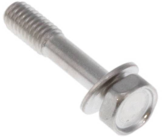 Ein Metallbolzen mit sechskantigen Kopf und Gewinde schaft, entwickelt zum Befestigen von Teilen.