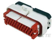 Ein rechteckiger elektronischer Steckverbinder mit mehreren Pins, geeignet für technische Installationen und Verkabelungen.