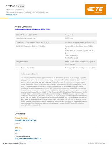 TE Connectivity 1924940-5 Package
