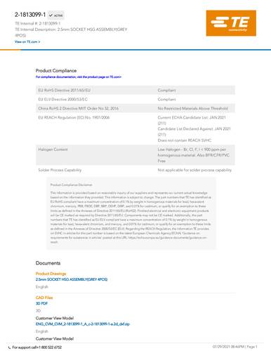 TE Connectivity 2-1813099-1 Bag