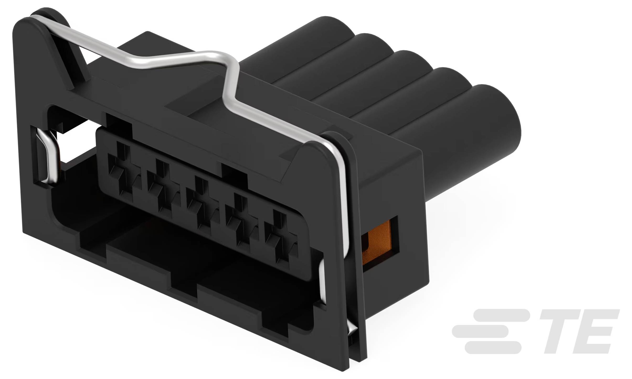 TE Connectivity Automobilstecker mit mehreren Steckplätzen, rechteckiger Form und ergonomischem Design für sichere Kabelverbindung.