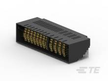 Ein schwarzer elektronischer Stecker mit mehreren goldenen Pins, verwendet für die Verbindung in technischen Geräten.