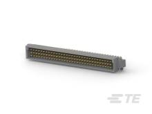 Ein grauer, rechteckiger Steckverbinder mit mehreren goldenen Pins in einer Reihe, geeignet für elektronische Geräte oder Computer.