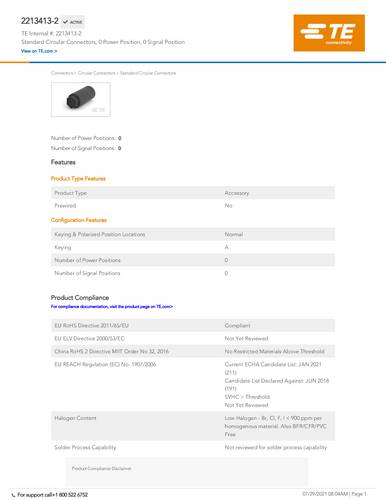 TE Connectivity 2213413-2 Box