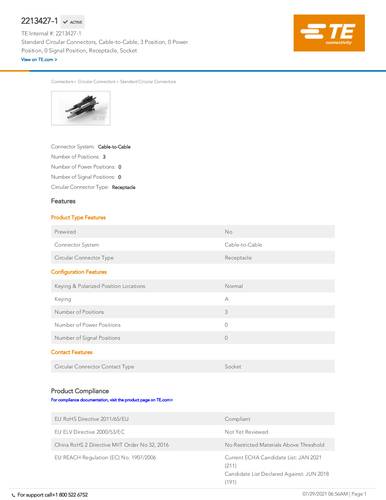 teconnectivity TE Connectivity 2213427-1 Bag 1St.