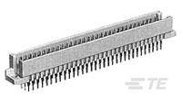 Ein länglicher, metallener Steckverbinder mit vielen Pins. Geeignet für elektronische Geräte, um Verbindungen zwischen Komponenten herzustellen.
